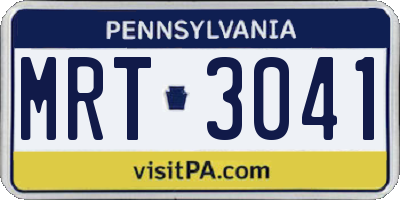 PA license plate MRT3041