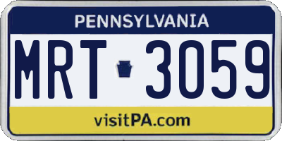 PA license plate MRT3059