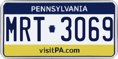 PA license plate MRT3069