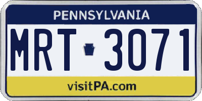 PA license plate MRT3071
