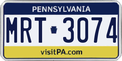 PA license plate MRT3074