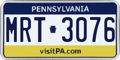 PA license plate MRT3076