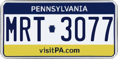PA license plate MRT3077