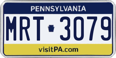 PA license plate MRT3079