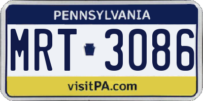 PA license plate MRT3086