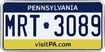 PA license plate MRT3089