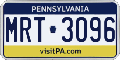 PA license plate MRT3096