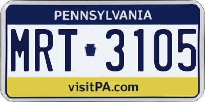 PA license plate MRT3105