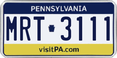 PA license plate MRT3111