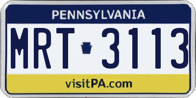 PA license plate MRT3113