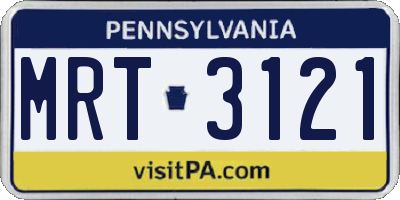 PA license plate MRT3121