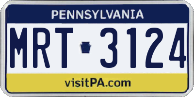 PA license plate MRT3124