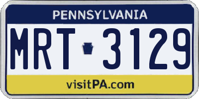 PA license plate MRT3129