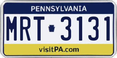 PA license plate MRT3131