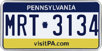 PA license plate MRT3134