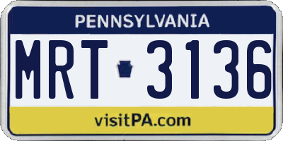 PA license plate MRT3136
