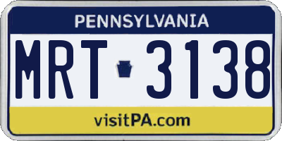 PA license plate MRT3138