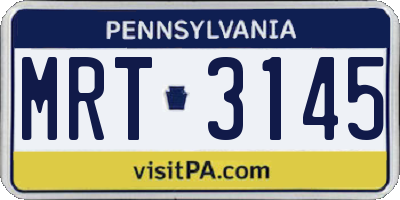 PA license plate MRT3145