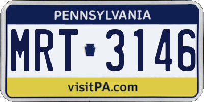 PA license plate MRT3146