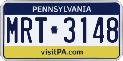PA license plate MRT3148