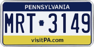 PA license plate MRT3149