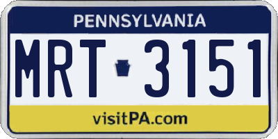 PA license plate MRT3151