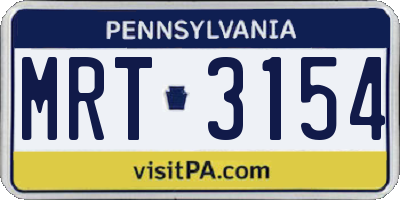 PA license plate MRT3154