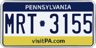 PA license plate MRT3155