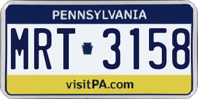 PA license plate MRT3158