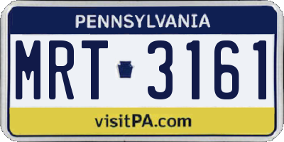 PA license plate MRT3161