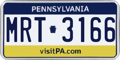 PA license plate MRT3166