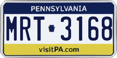 PA license plate MRT3168