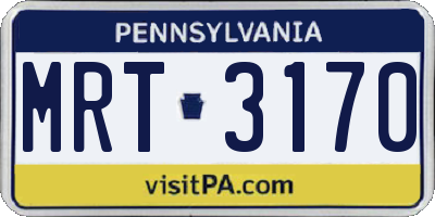 PA license plate MRT3170