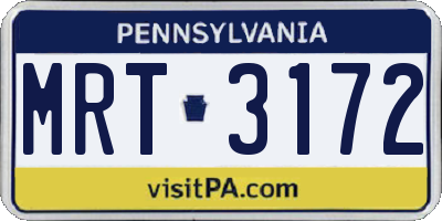 PA license plate MRT3172