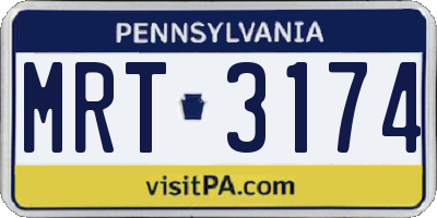 PA license plate MRT3174