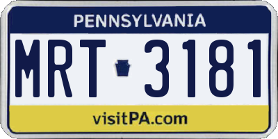 PA license plate MRT3181