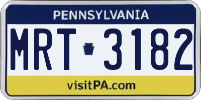 PA license plate MRT3182