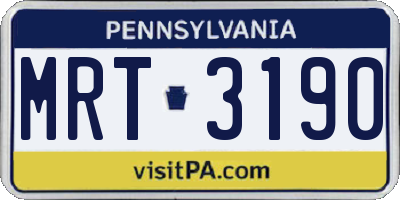 PA license plate MRT3190