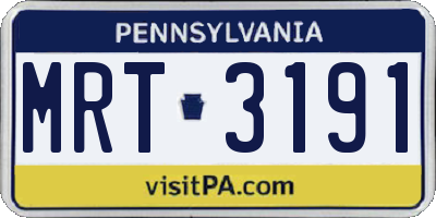PA license plate MRT3191