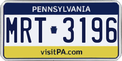 PA license plate MRT3196