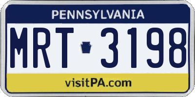 PA license plate MRT3198