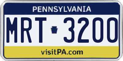 PA license plate MRT3200