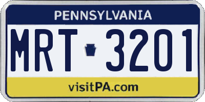 PA license plate MRT3201