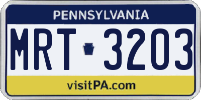 PA license plate MRT3203