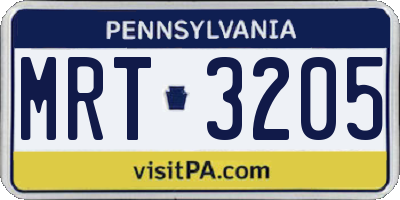 PA license plate MRT3205