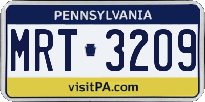 PA license plate MRT3209