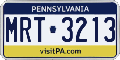 PA license plate MRT3213