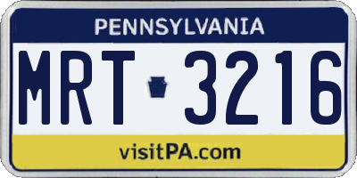 PA license plate MRT3216