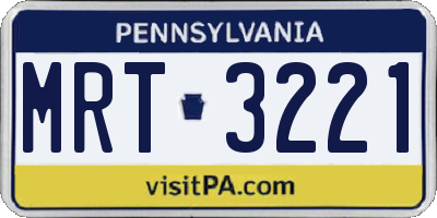 PA license plate MRT3221