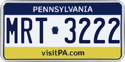 PA license plate MRT3222